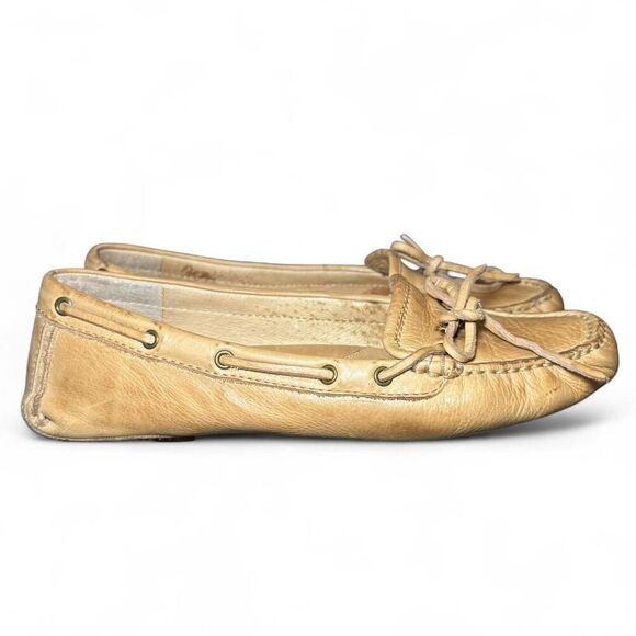 Frye Reagan Campus Driver Moccasins Women’s Size 8M Tan Leather Loafers Boat - Picture 4 of 8